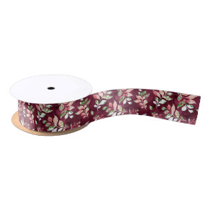 En Satin Aquarelle marsala motif floral ruban
