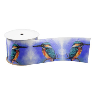 En Satin Beau ruban d'oiseaux Kingfisher