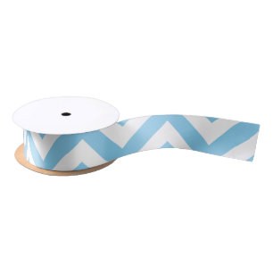 En Satin Bébé bleu et blanc moyen Horiz. Ruban Chevron