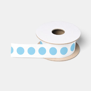 En Satin Bébé bleu sur blanc moyen Horiz. Ruban pois