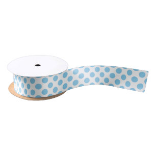 En Satin Bébé Bleu sur Blanc Petite Taille Pois Ruban