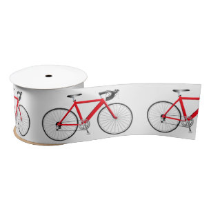 En Satin Bicyclette rouge sur ruban satiné blanc