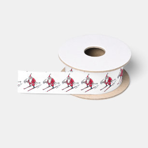 En Satin bobine de ruban père Noël Skiing