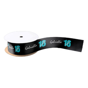 En Satin Bonbon bleu et noir personnalisé ruban de 16