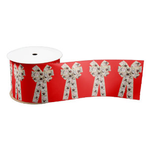 En Satin Bonhomme de neige givré Ruban rouge