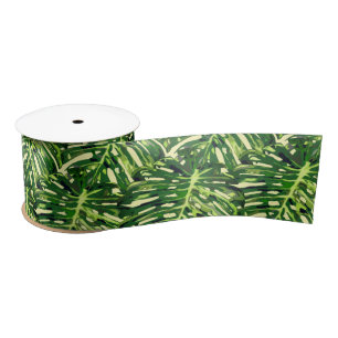 En Satin Cadeau de ruban Feuille tropical