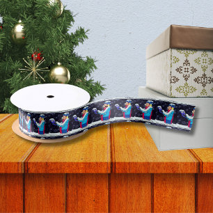 En Satin Caroleur de Noël froid ruban satiné large 1,5 po