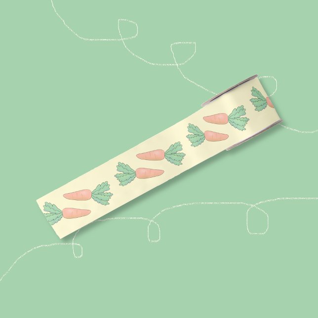 En Satin Carottes Motif Ruban Jaune Printemps Ruban (Carrots pattern yellow spring ribbon)