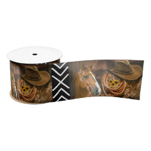 En Satin Cheval Cowboy Casquette Lasso Western Motif Ruban