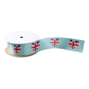 En Satin Coeurs britanniques - ruban bleu-clair