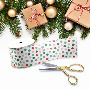 En Satin Confetti Noël Motif moderne Ruban