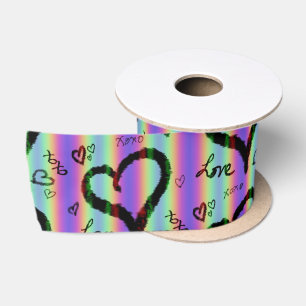 En Satin Écriture Love Xoxo Coeur Bande Ruban