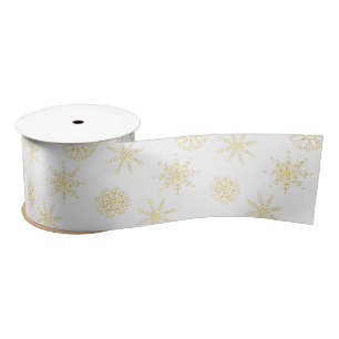 En Satin Élégant Fléau de neige blanc or Original ruban sat