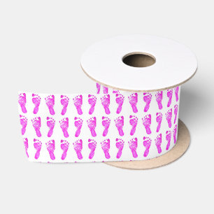 En Satin Empreintes rose Bébé Ruban satiné