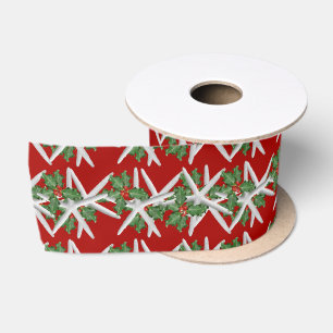 En Satin Étoile de mer de Noël et ruban de décoration houx,