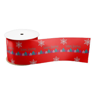 En Satin Joyeuses Fêtes, Joy Joyeux Noël Ruban Rouge