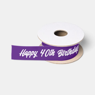 En Satin Joyeux 40e anniversaire personnalisé ruban cadeau 