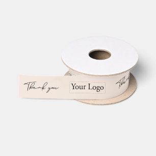 En Satin Logo de l'entreprise Ruban de packaging Merci Beig