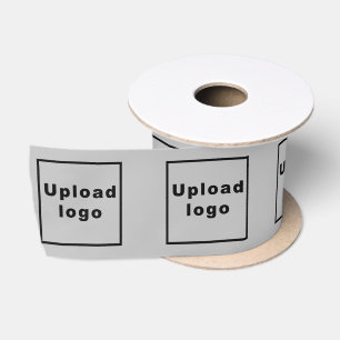 En Satin Logo d'entreprise sur ruban gris