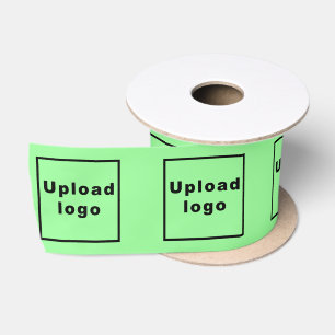 En Satin Logo d'entreprise sur ruban vert clair