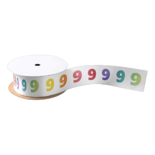 En Satin Numéro 9 Ruban Couleurs arc-en-ciel
