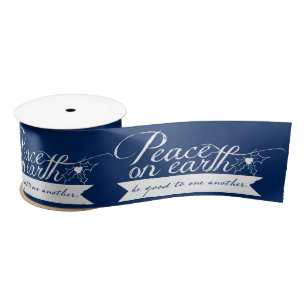 En Satin Paix sur Terre Personnaliser Couleurs Ruban de Noë