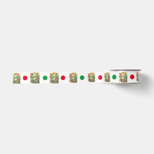 En Satin Points de ruban satiné vert et rouge