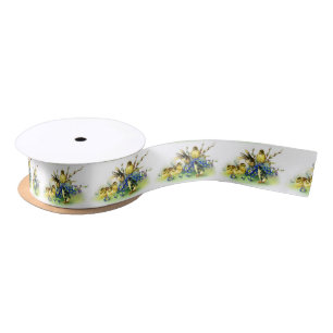 En Satin Poussins vintages de style et ruban de Pâques de