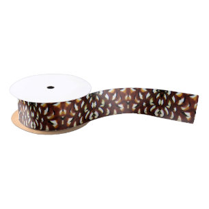 En Satin Reeve's Pheasant Brown Feather Design - Ruban