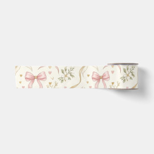 En Satin Ruban à nœud rose Coquette et floral vintage