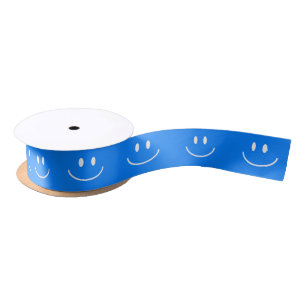 En Satin Ruban bleu Motif sourire