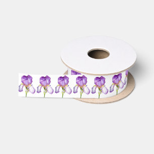 En Satin Ruban botanique d'art d'iris pourpre lumineux