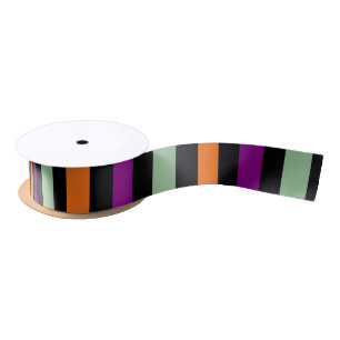 En Satin Ruban citrouille, violet, vert et noir V. Stripes