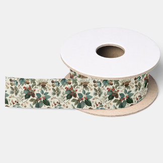 En Satin Ruban d'accent de Noël botanique d'hiver pour emba