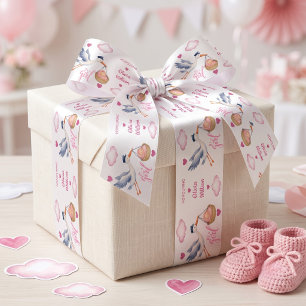 En Satin Ruban de Baby Shower personnalisé Rose Stork C'est