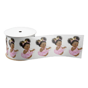 En Satin Ruban de Baby Shower pour Princesse Afro-Américain