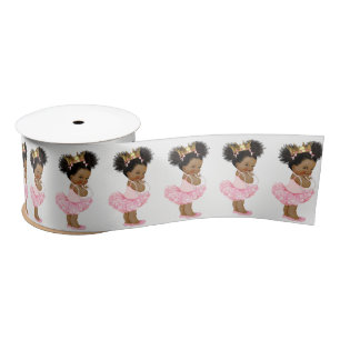 En Satin Ruban de Baby Shower pour Princesse Afro-Américain