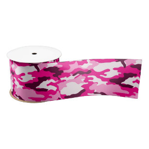 En Satin Ruban de camouflage rose
