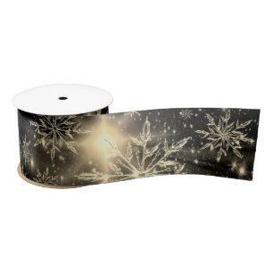 En Satin Ruban de flocon de neige de lueur d'or blanc