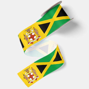 En Satin Ruban de Jamaïque, emblème, patriotique, drapeau j