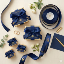 Ruban de mariage personnalisé élégant bleu marine