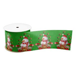 En Satin Ruban de Noël, Bonhomme de neige joyeux Noël Elfe