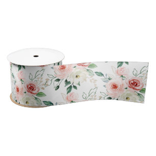 En Satin Ruban de rose rose aquarelle 