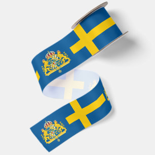 En Satin Ruban de Suède, Emblème, patriotique, Drapeau suéd