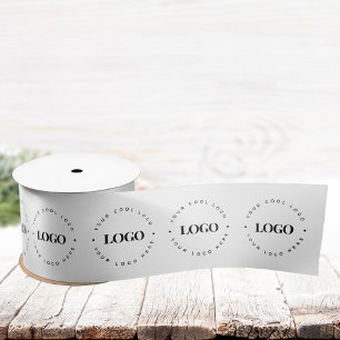 En Satin Ruban d'entreprise personnalisé noir et blanc