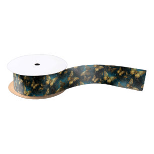 En Satin Ruban des papillons d'or