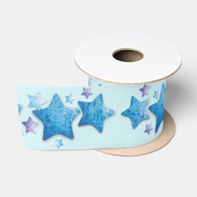 En Satin ruban d'étoiles bleu et violet congelé (Bobine)