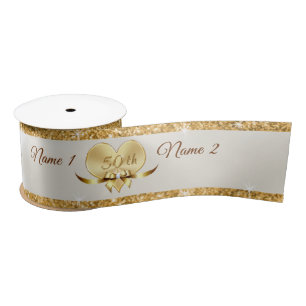 En Satin Ruban d'or personnalisé de 50 ans