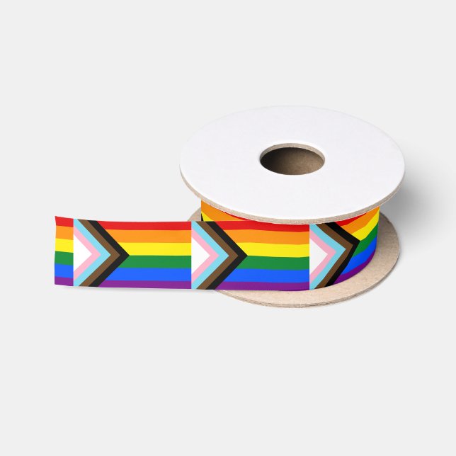 En Satin Ruban du drapeau arc-en-ciel du progrès, drapeau d (Bobine)