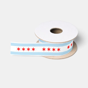 En Satin ruban du drapeau de la ville de Chicago, États-Uni